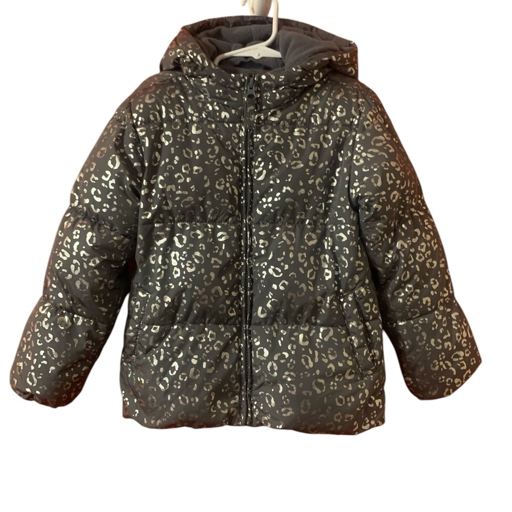 The Children’s Place Girls Gray Print Puffer Jacket XS